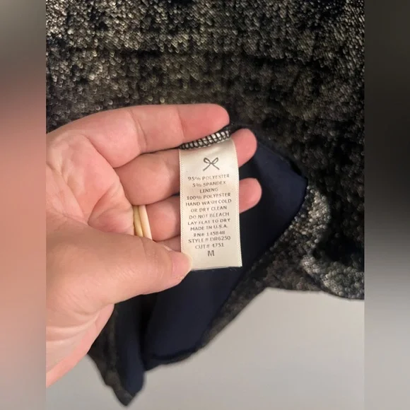 Everly Tweed Overlay Shift Dress – Medium – Navy/Black - Picture 3 of 4